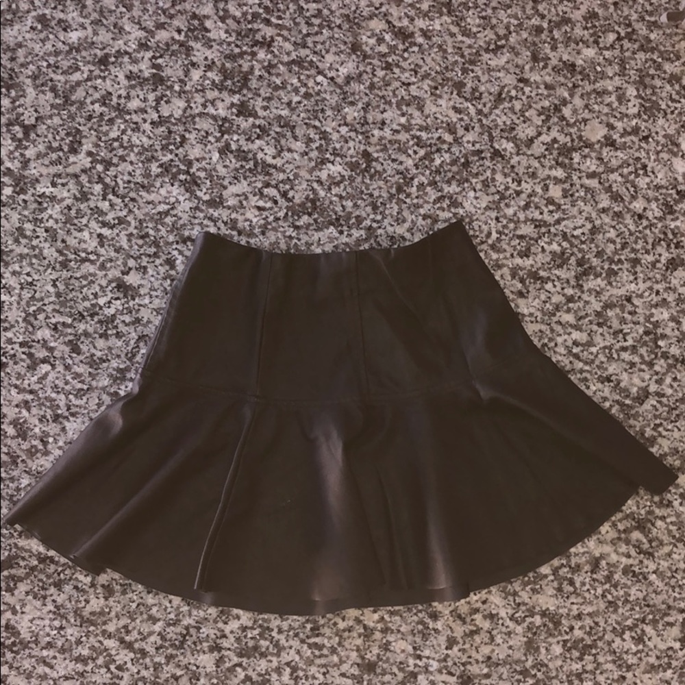 Synthetic leather flare skirt
